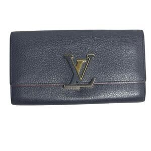 Louis Vuitton Navy Leather Envelope Wallet